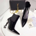 Saint Laurent       logo heel patent leather ankle boot